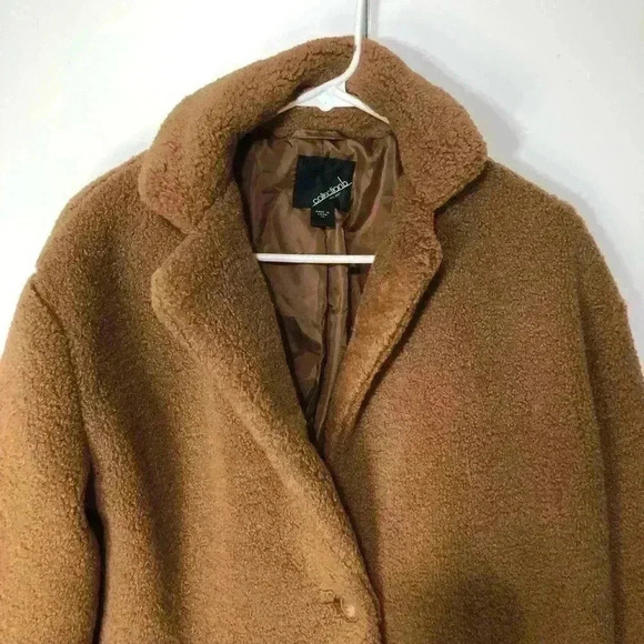 Collection b Juniors Women Shearling Style Faux Fur Brown Lined Jacket size XS - Picture 3 of 13